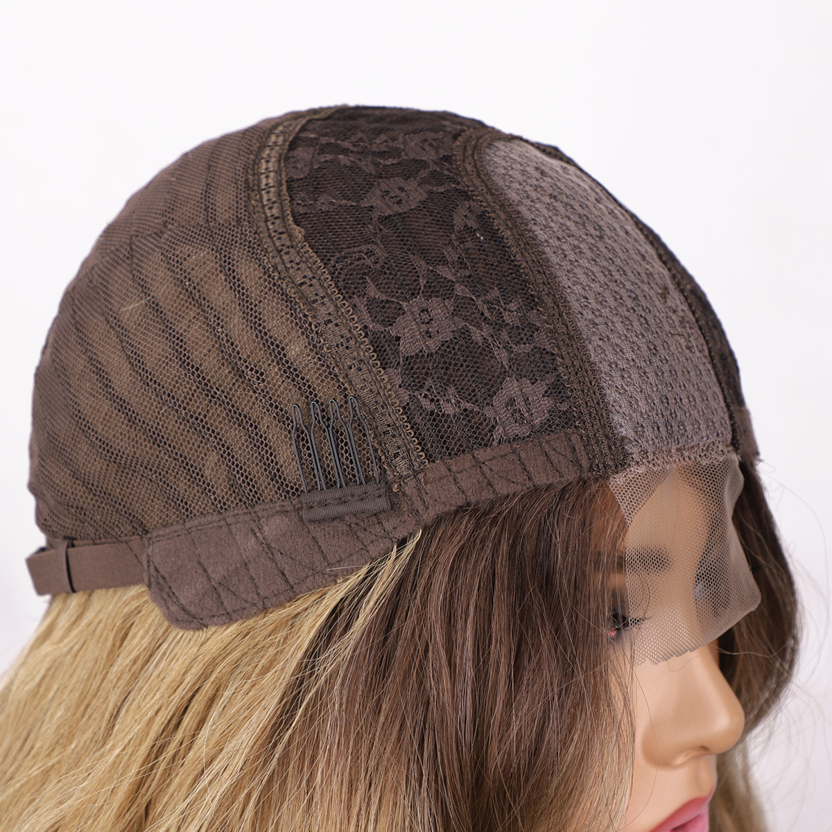 Transfronterizas europeas y americanas pelucas de encaje delanteras de fibra química franges cubierta de cabello rizado largo pelucas sintéticas europeas y americanas