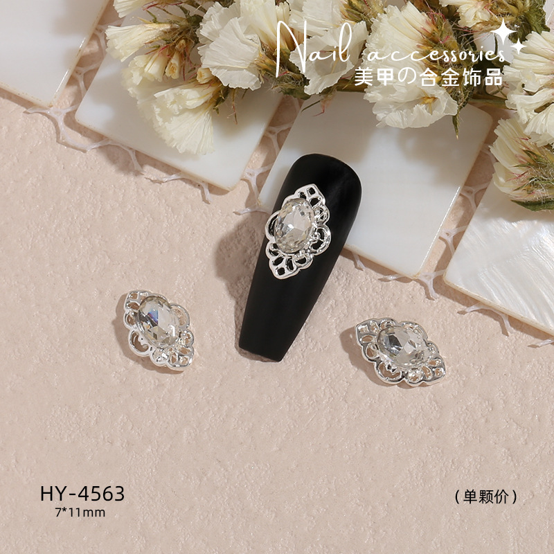 Transfronterizo nueva manicura mariposa plata metal aleación plana estilo japonés Internet celebridad rhinestone DIY accesorios joyería al por mayor