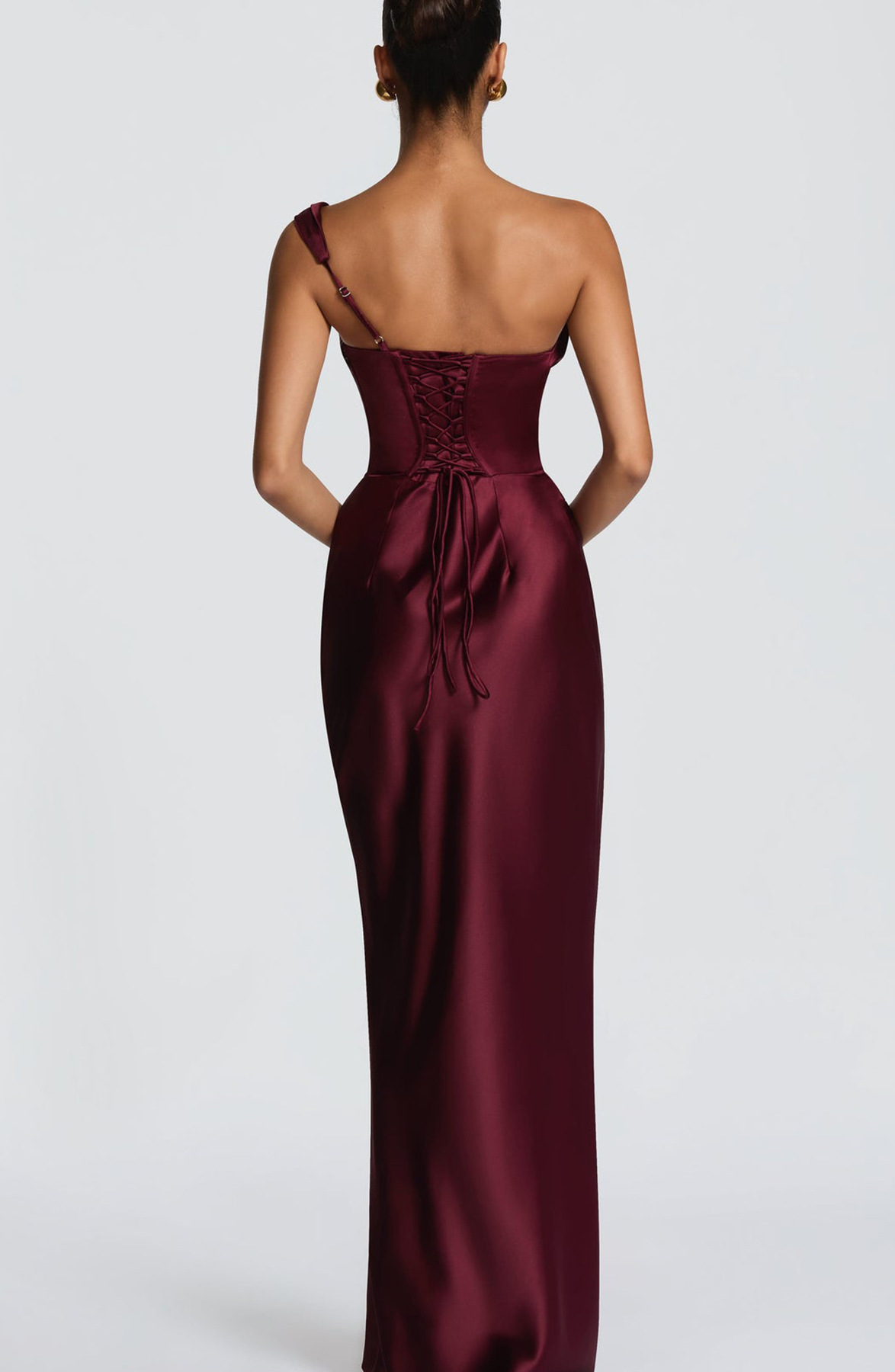 Women's Satin Long Dress European American Style One Shoulder Tie Waist Slim Fashion High End New Spring_ecoleips.com