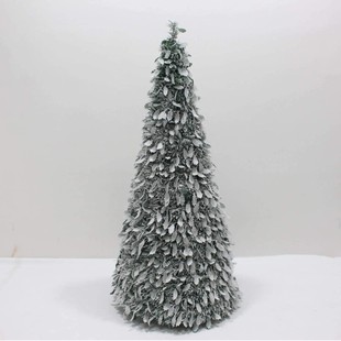 Cross-Border New Christmas Tree Folding White Luminous Flocking Christmas Tree Home Pagoda Foldable Round Floor-Standing Tree
