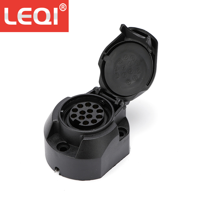 欧规13芯 拖车插座 扁圆形 拖车连接器 拖车插头插座 转换头