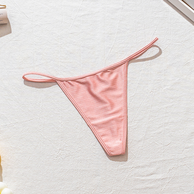 Nueva alta calidad nacarado tela ropa interior de las mujeres pequeño fresco dulce del color caramelo chica puro deseo sexy Tanga