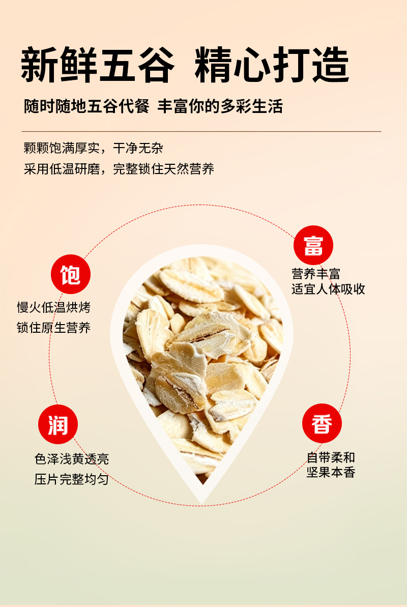 Pure Oat Flakes Yan Mai Pian 燕麦片 Plain Instant Whole Grain Breakfast Baking Ingredient 25kg Bulk quality and texture