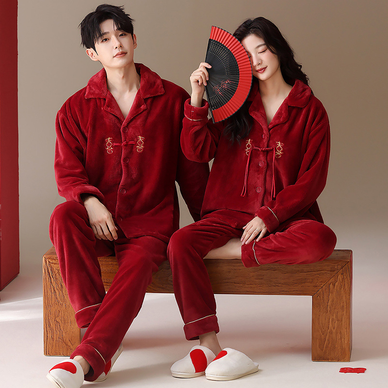 Coral vello pareja pijama de invierno para mujeres 2025 nuevo vello con cremallera gruesa se puede usar ropa de franela masculina