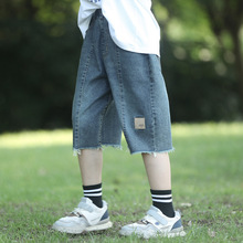 男童牛仔短裤夏季儿童洋气时髦中裤男孩夏装裤子中大童宽松七分裤