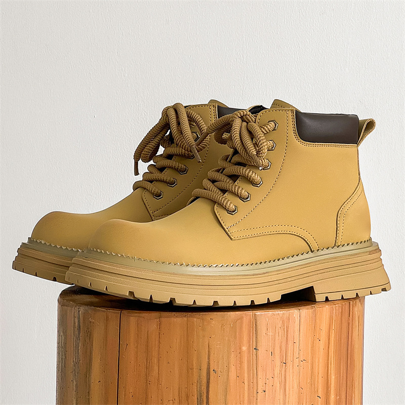 2024 New Martin Boots Men's High-top British Style Thick Bottom Workwear Boots Ins Trendy American Style Men's Mid-top Boots