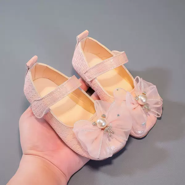 Girls' Small Leather Shoes Spring 2025 New Princess Shoes Baby Girl's Shoes Soft Sole Kidsren's Shoes Spring & Fall Flats Pink