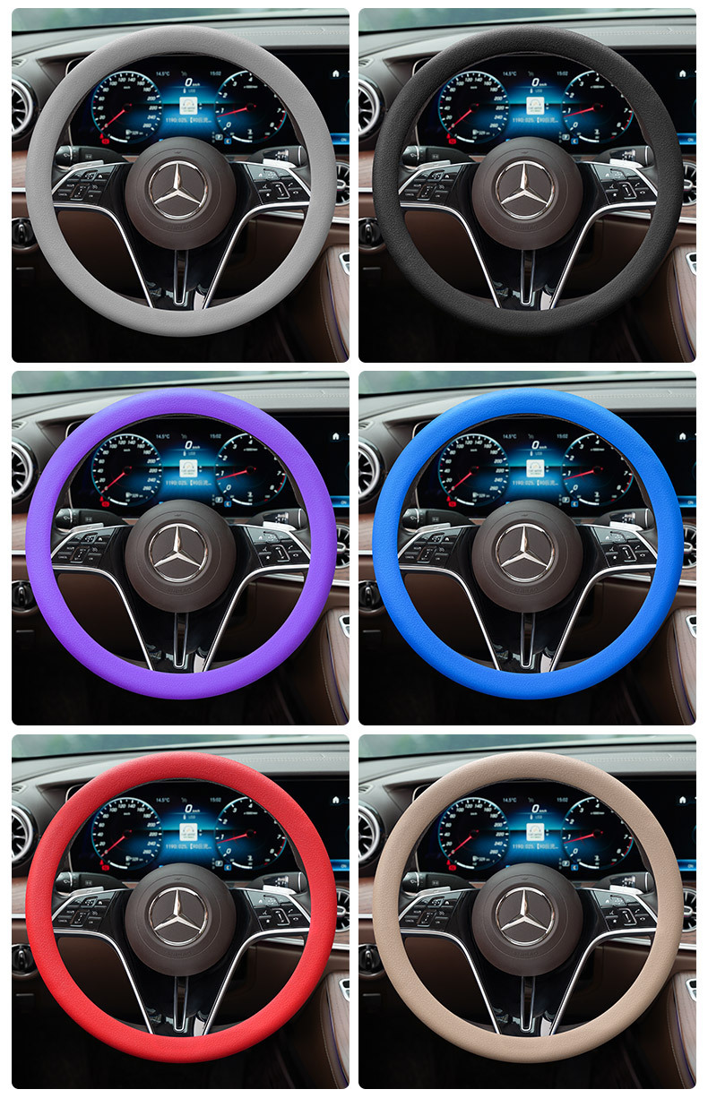 New Thickened Steering Wheel Cover Silicone Sun-proof Anti-scald Universal Car D-shaped Round Handpiece Cover Wear-resistant for Men and Women