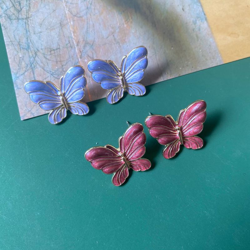 Fashion Colorful Enamel Flower Butterfly Earrings display picture 4