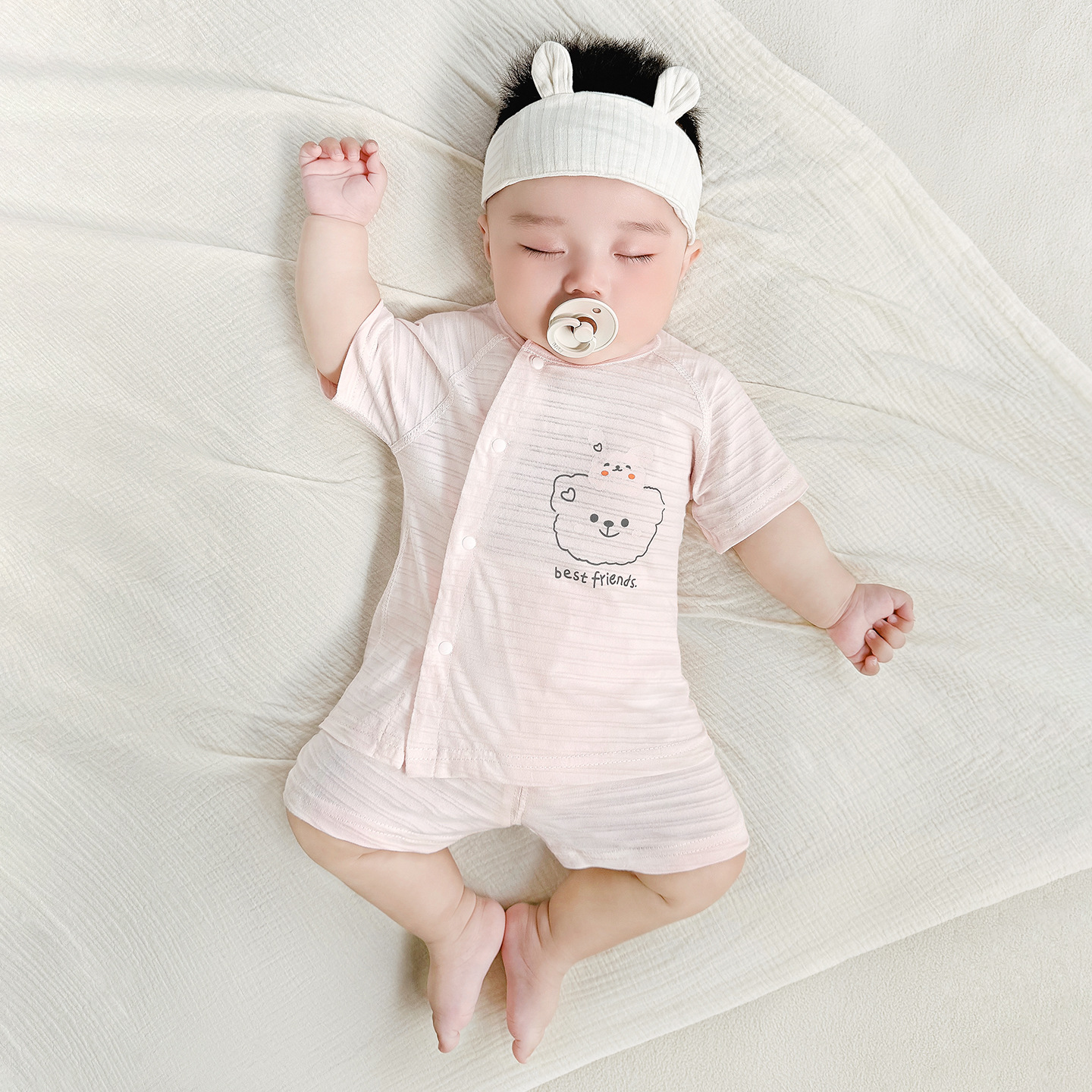 Traje de bebé verano para niños y niñas ropa fina dividida de algodón puro para niños pijamas de entrepierna abierta de manga corta para niños ropa de verano para bebés