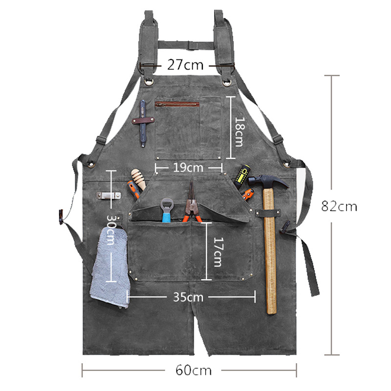 Transfronterizo Amazon delantal lienzo de cera al por mayor herramientas de distribución al por mayor electricista delantal de carpintería al por mayor personalizado