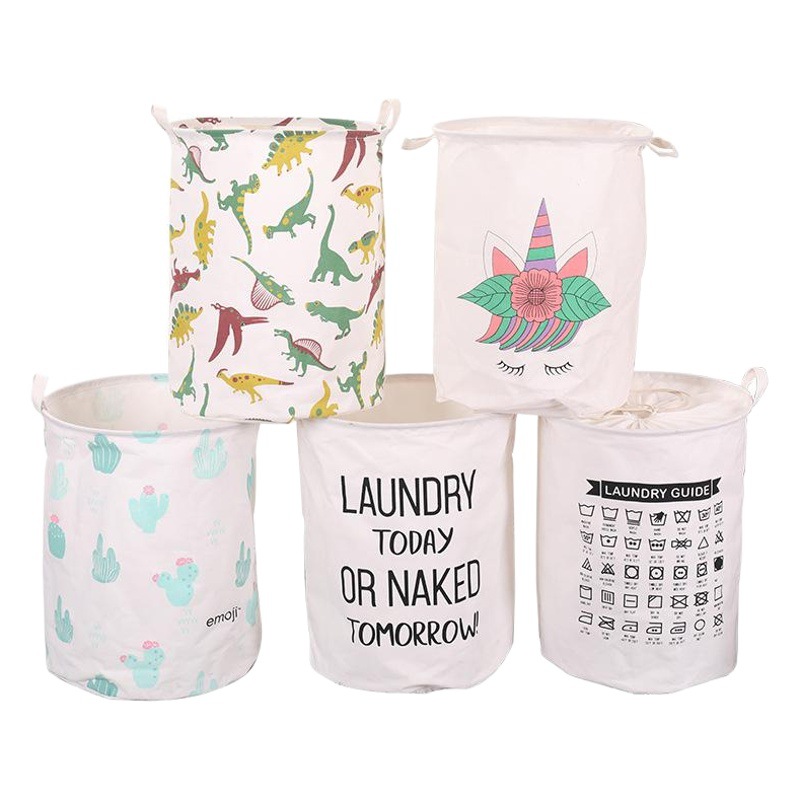 Cesta de lavandería de tela zakka costura de algodón y lino cubo redondo cesta de lavandería sala de estar dormitorio cesta de almacenamiento cesta redonda impermeable
