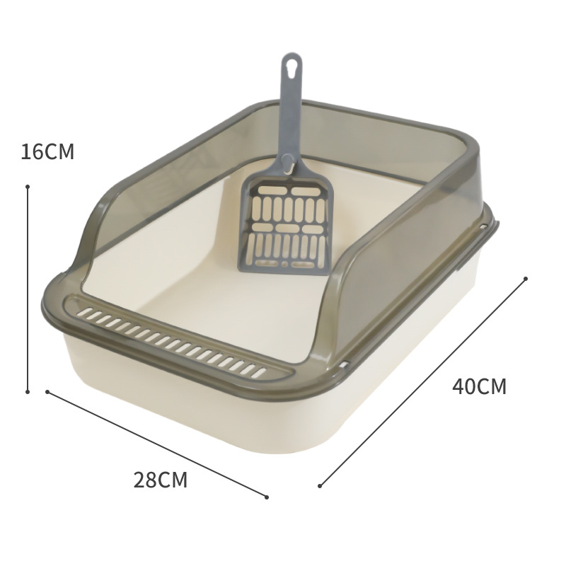 Lavabo para gatos Pipitao Baño para gatos semicerrado Gran capacidad de caja de arena cuadrada translúcida abierta Gran espacio