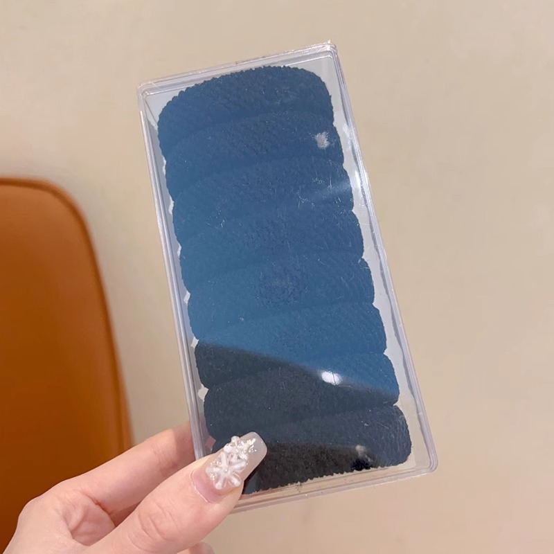 Coreano simple para niños banda de goma de alta elasticidad anillo de cabello para niñas gruesa caja de cuerda de cabeza anillo de cabello de banda de goma duradera