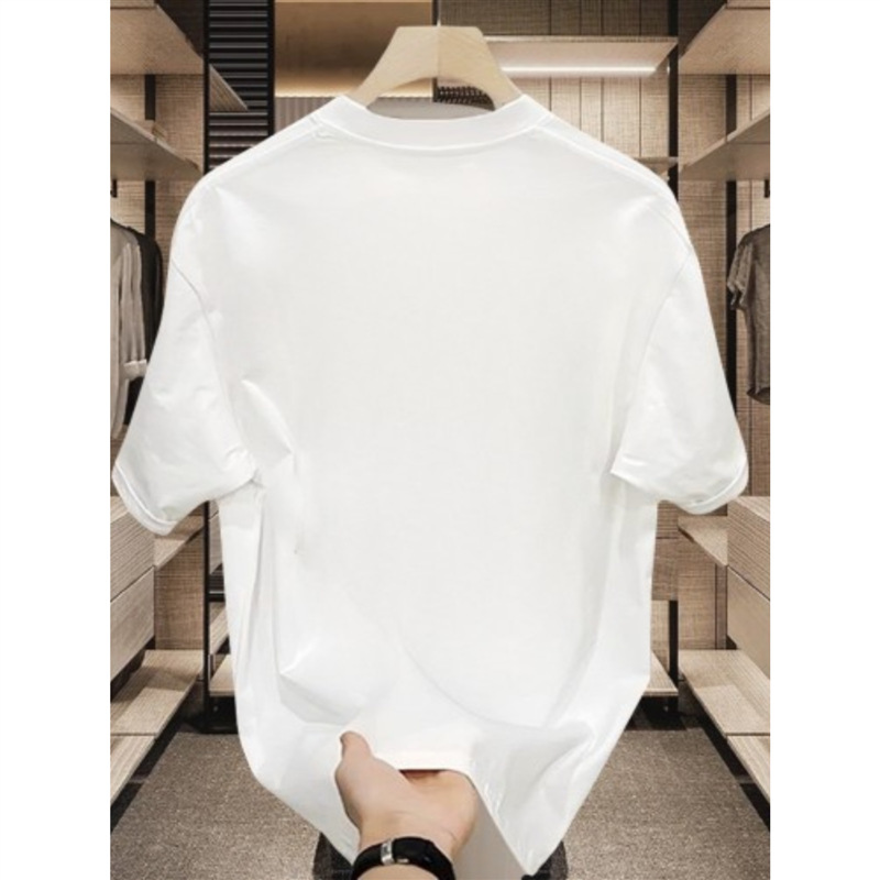 Hochwertiges, neues, kurzes T-Shirt aus reiner Baumwolle für den Sommer, vielseitiges Unterhemd mit halblangen Ärmeln für Herren in lockerer Passform_voghion.com