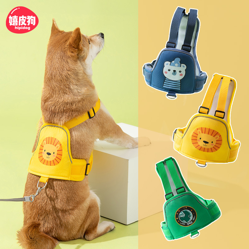 2024 nuevo chaleco para perros cuerda de tracción dibujos animados perro mediano y grande método golden retriever perro grande fuera correa para el pecho en forma de Y