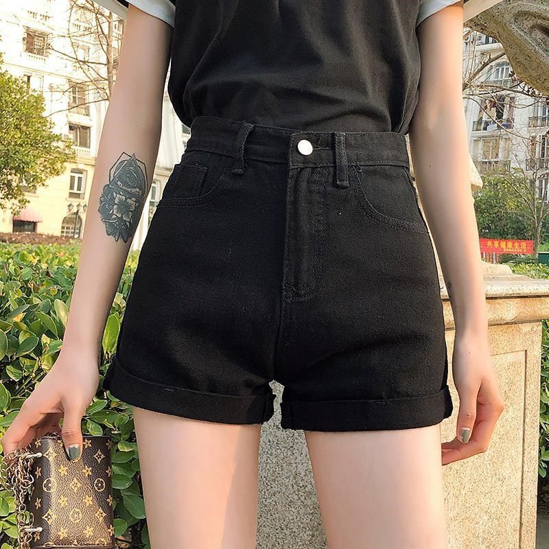 Women's High-Waisted Black Denim Shorts, Summer 2026 New Versatile Slimming White Loose Wide-Leg A-Line Hot Pants Ins Women's High-Waisted Black Denim Shorts, Summer 2026 New Versatile Slimming White Loose Wide-Leg A-Line Hot Pants Ins