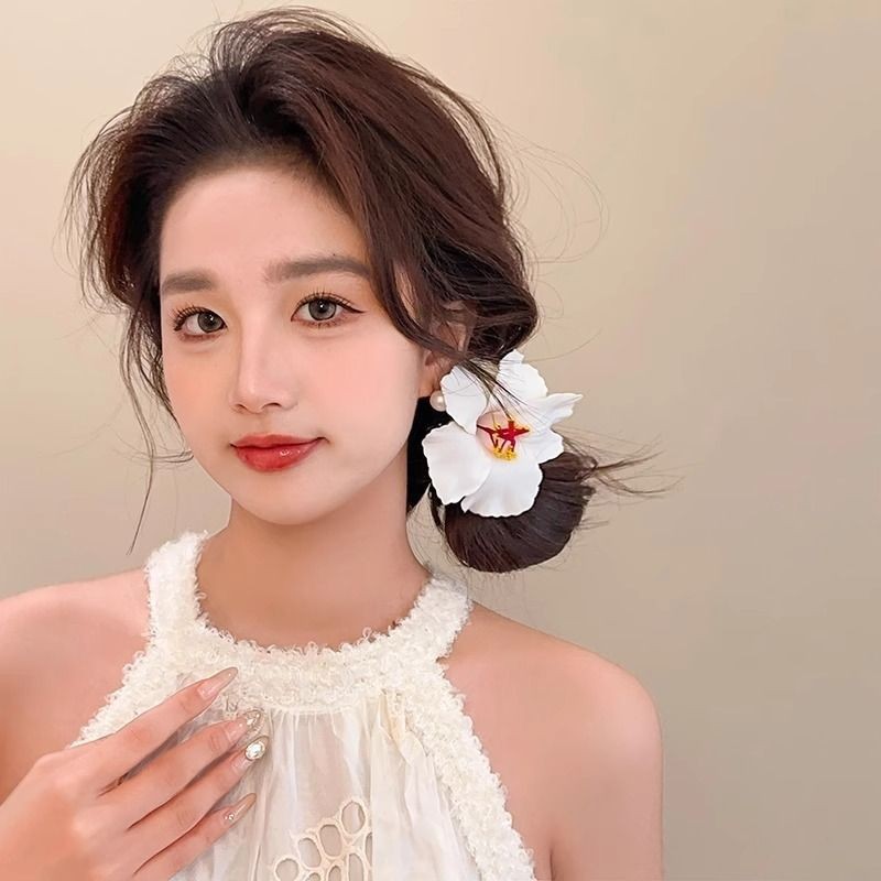 夏の花のヘアピン、サイドクリップ、耳後ろのヘアピン、女性用新作ヘアアクセサリー、造花ヘアアクセサリー、海辺のヘアアクセサリー|undefined