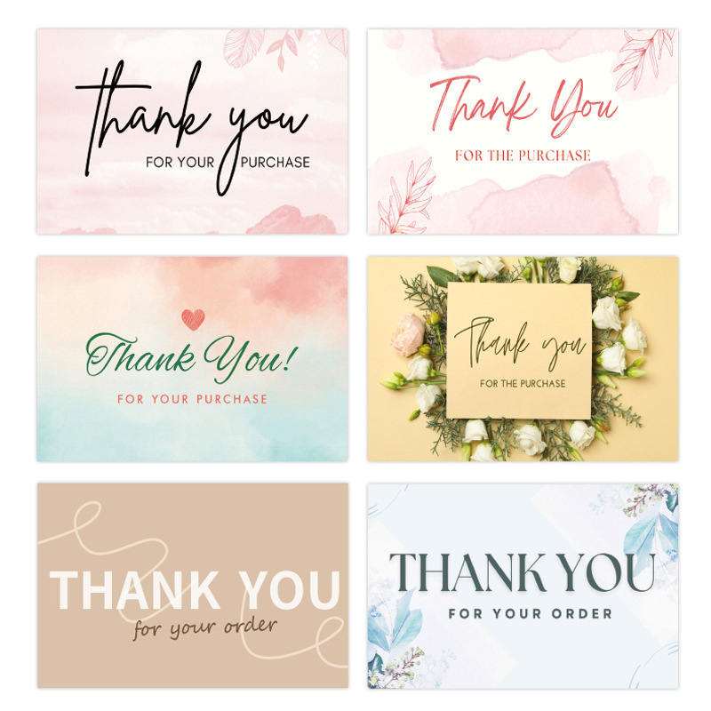 50 sheets/pack fresh simple thank you card flower pattern gift Thank you greeting card gift box insert decorative card