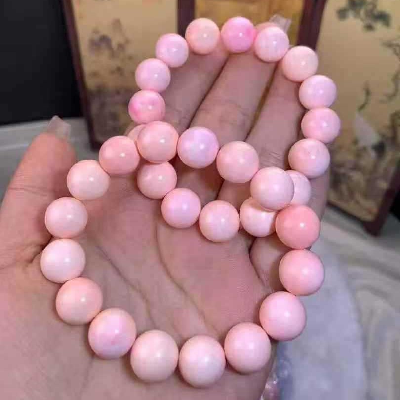 天然女王贝手串胭脂螺贝手链配证书颜色粉嫩清新批发多尺寸现货 服饰配件、饰品厂家批发实拍图