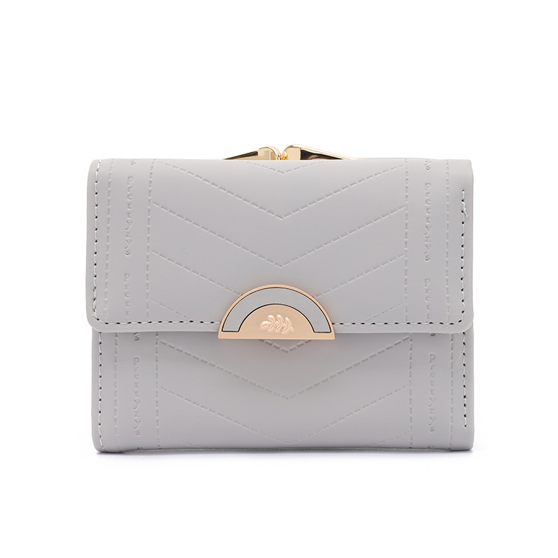 Small Wallets Bags Type Women's Solid Color Pu Leather Hidden Buckle Wallets