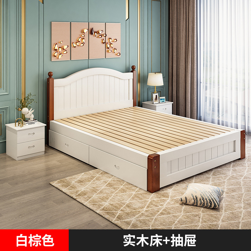 新款实木床1.5米现代简约双人床主卧1.8家用经济出租房木床单|undefined