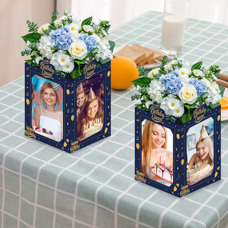 批发开窗正方形透明包装袋生日快乐派对照片鲜花玩偶礼品盒定制