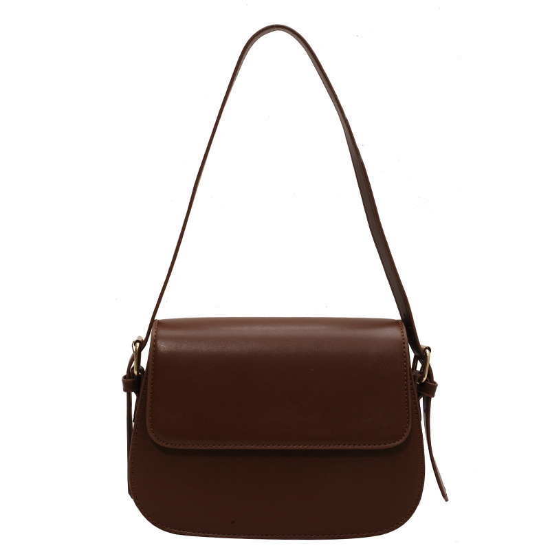 Bolsa transversal feminina de ombro único, nova coleção primavera/verão 2024, estilo retrô, cor sólida, com aba, moderna e simples._voghion.com
