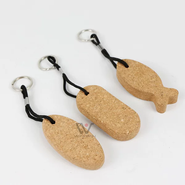 Creative Eco-Friendly Cork Keychain, Cork Keychain Tag, Cork Keychain with Cork Stopper, Can Be Printed with Logo