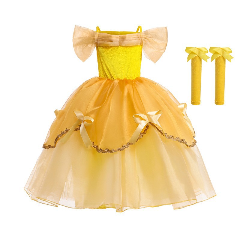 Comercio exterior Belle princesa vestido de los niños vestido de Navidad pettiskirt belleza y bestia niña princesa campana traje
