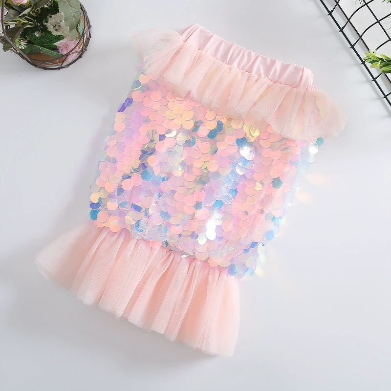 Летняя детская ногтевая стразоваяsequins, юбка для девочки, наряд принцессы, корейский стиль, хвост рыбки