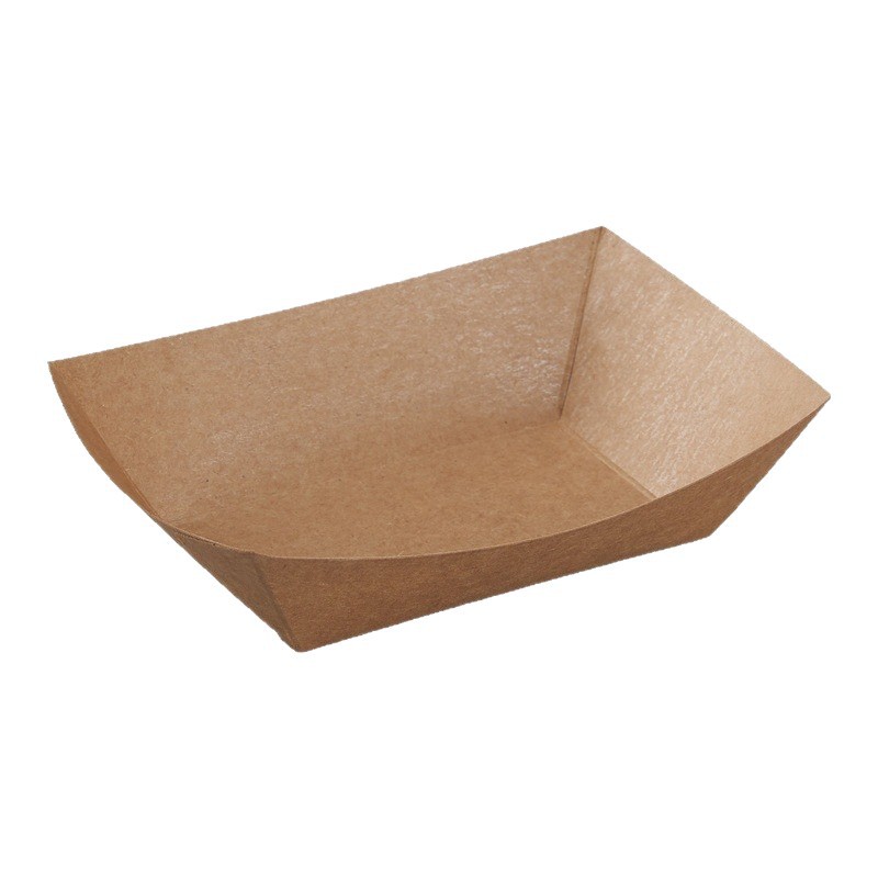 Tazón de barco de papel desechable Papel kraft Paquete en forma de barco Fiambrera Pulpo Bolas Plato de embalaje Barbacoa Caja de pollo frito al por mayor