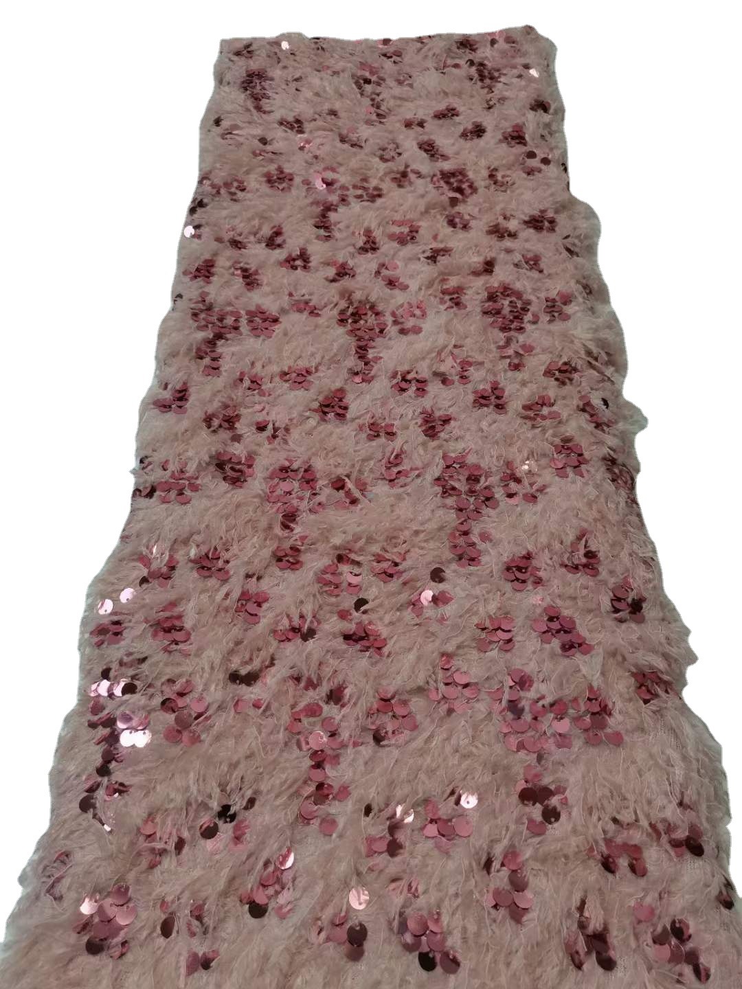 Nuevo xiangfei terciopelo bordado pieza de lana tela Otoño e Invierno vestido falda lentejuelas tridimensional encaje tela laceJX3001