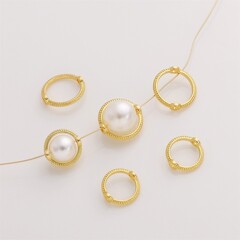Copper 18K color-stable double-hole beaded border round ring DIY pearl bracelet handmade bead chain spacer accessory