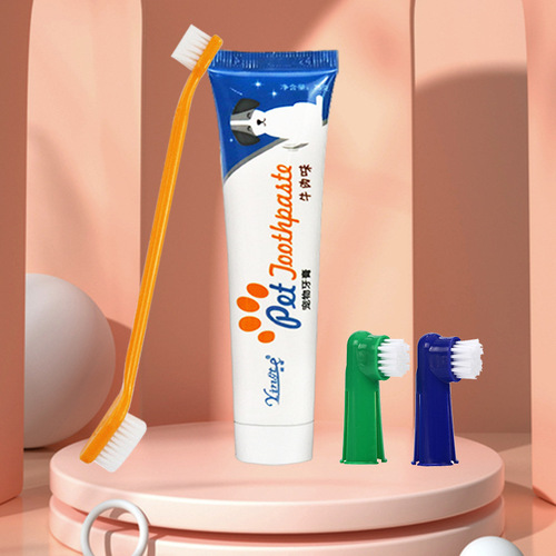 Pet toothbrush set of four manufacturers wholesale dog toothpaste set pet cleaning supplies pet toothpaste