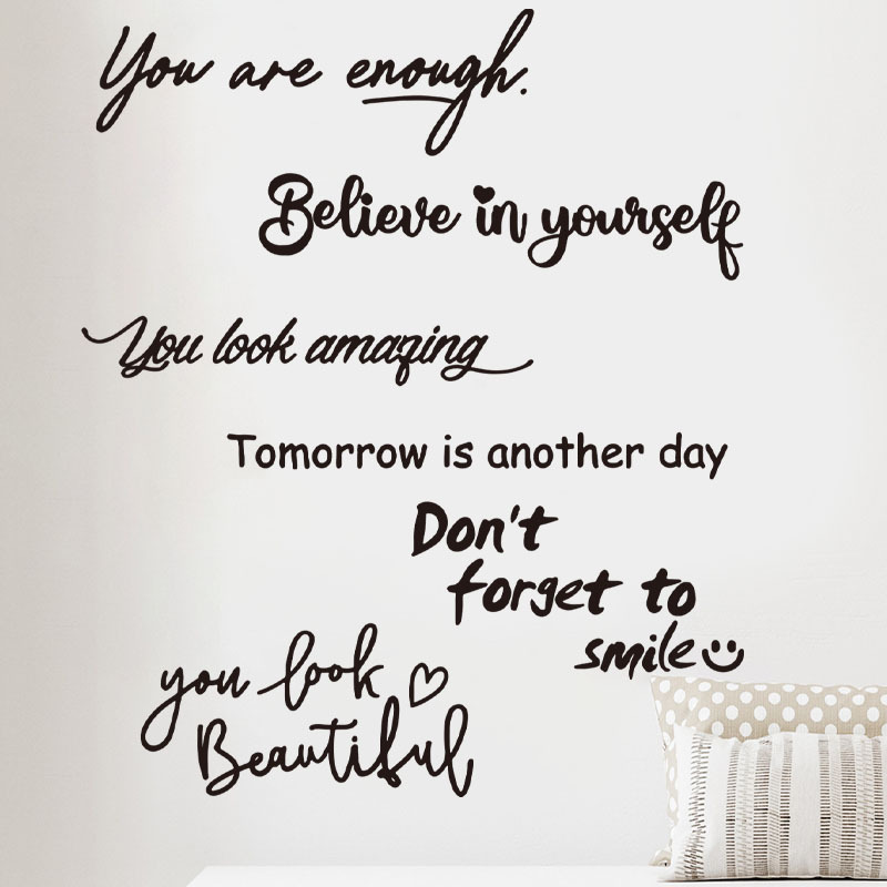 Inspiración frase Inglés pegatinas de pared decoración sala de estar dormitorio fondo de pared pintura autoadhesiva removible PVC pegatinas de pared mural image 2