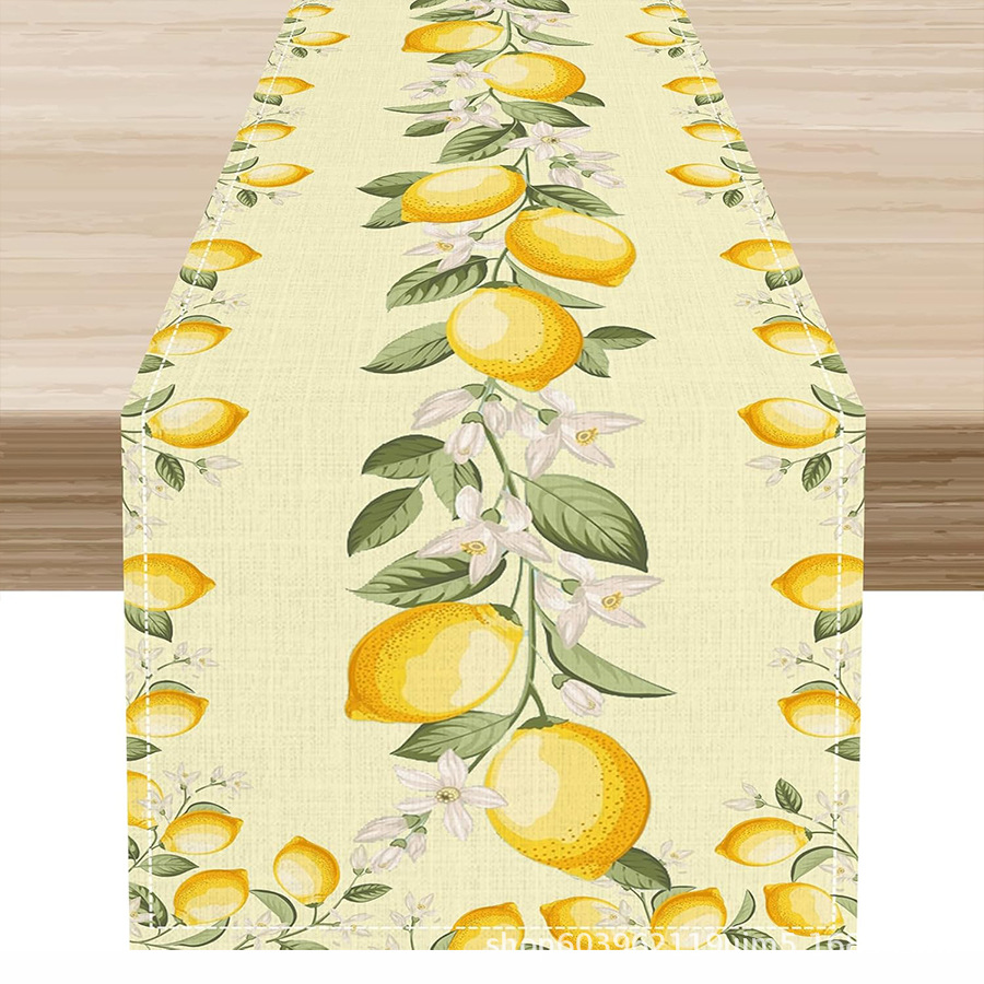 Nuevo verano limón lino bandera de mesa de fiesta al aire libre decoración de mesa de té de tela en el hogar bandera de mesa de té