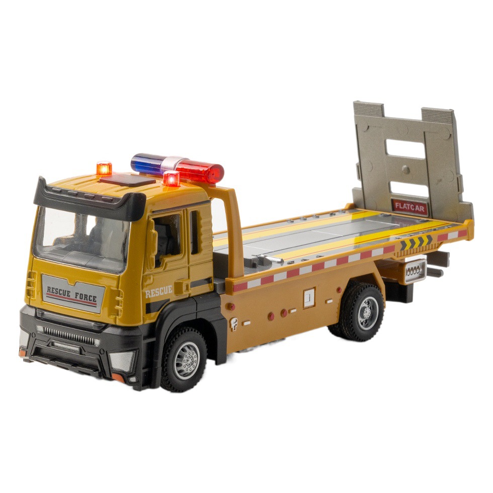 Tianiing aleación coche modelo 1:32 camión plano obstáculo compensación remolque Tire hacia atrás con sonido juguete coche música modelo adornos