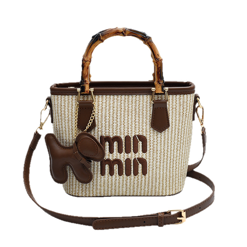 Trending Woven Mini Bag For Women 2025 New Summer Casual Beach Vacation Crossbody Handheld Bucket Bag - Thumbnail 5