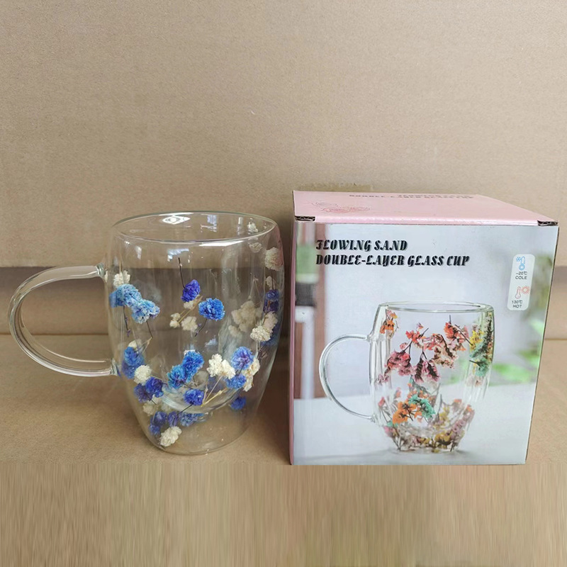 真花高颜値二重グラス高ホウ素シリコンクロスボーダー卸売り品ドライカップコーヒーカップ牛乳ジュースカップ|undefined