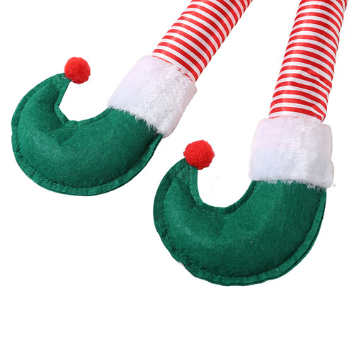 圣诞精灵腿圣诞老人腿圣诞汽车腿挂件圣诞装饰品圣诞节日用品批发