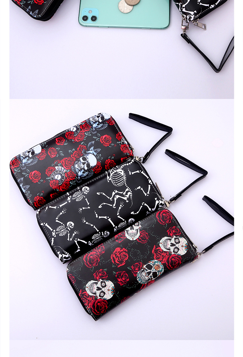 Unisex Skull Pu Leather Zipper Wallets display picture 2