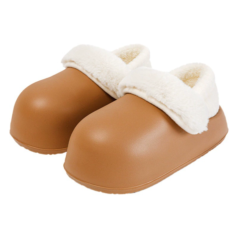 Женские съемные тапочки с хлопковой подкладкой, новые зимние Нескользящие водонепроницаемые плюшевые теплые и удобные для носки домашние тапочки на толстой подошве