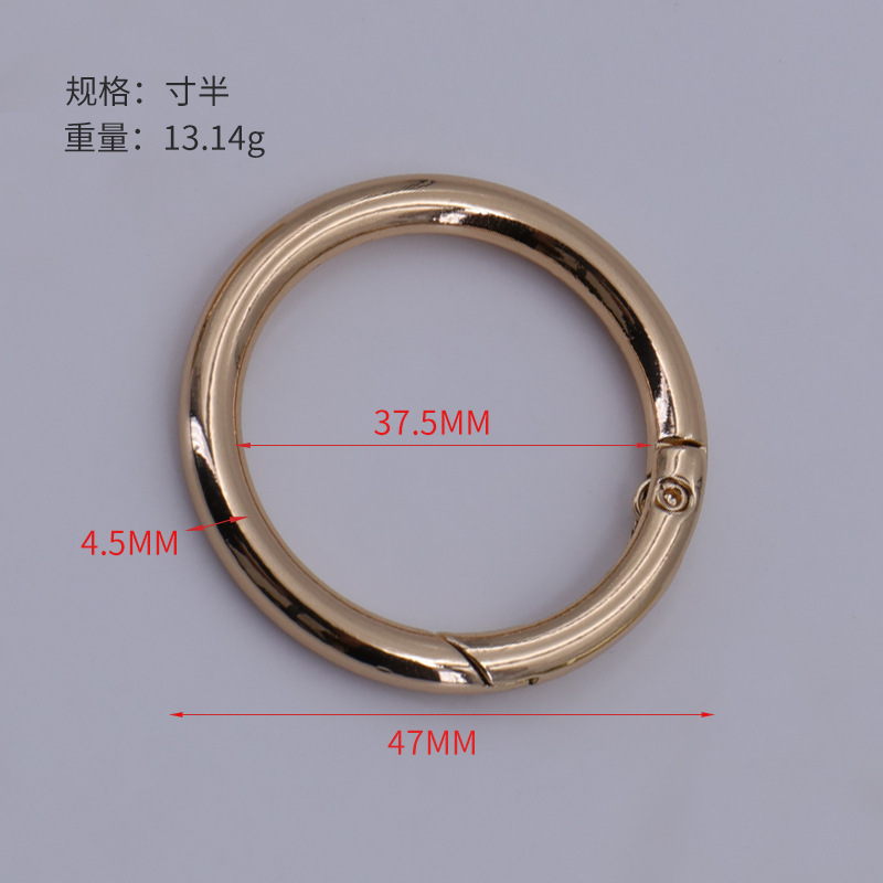 メーカーぶら下げ金メッキ金属ラウンドバックルオープンリングバックルキーアクセサリーバックルライトゴールド亜鉛合金スプリングリング|undefined