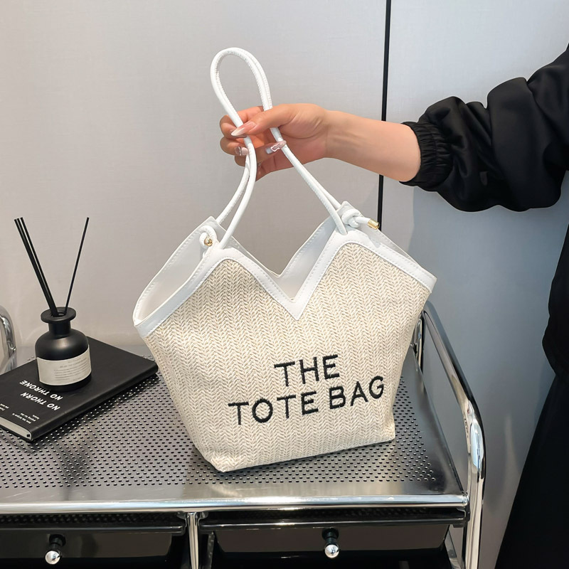 Bolso de gran capacidad 2025, nuevo bolso de paja, bolso de mano, bolso de nicho, bolso de hombro, bolso de brazo tejido, bolso de brazo