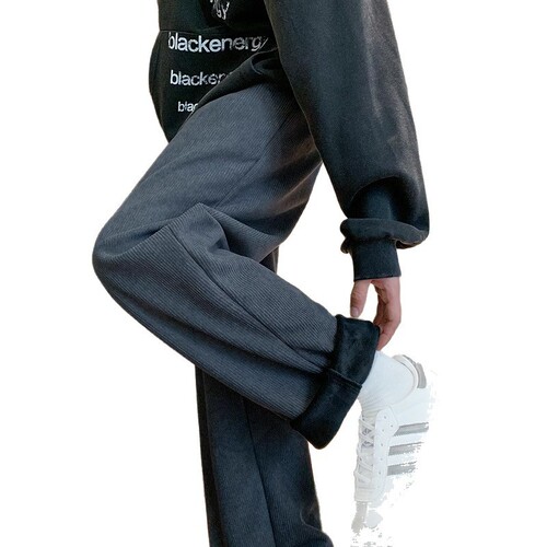 Velvet thick corduroy pants for men's autumn and winter American heavy hanging casual pants loose wide-leg straight pants