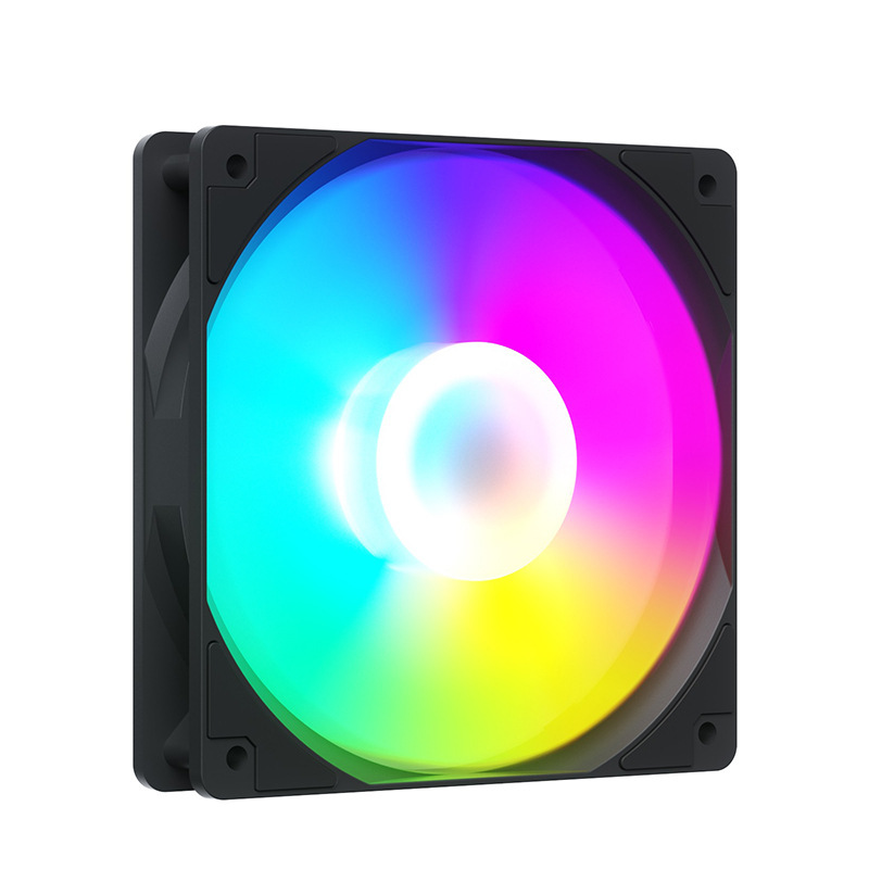 Chassis Fan 12cm Large 4Pin Interface Desktop Computer Cooling Fan Silent Inner and Outer Luminous Ring Rainbow Color