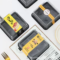 Оптовая Продажа с фабрики квадратная упаковочная коробка сэндвич мясная нить Бекхэм клейкие рисовые пончики зеленая этикетка прозрачная коробка для торта