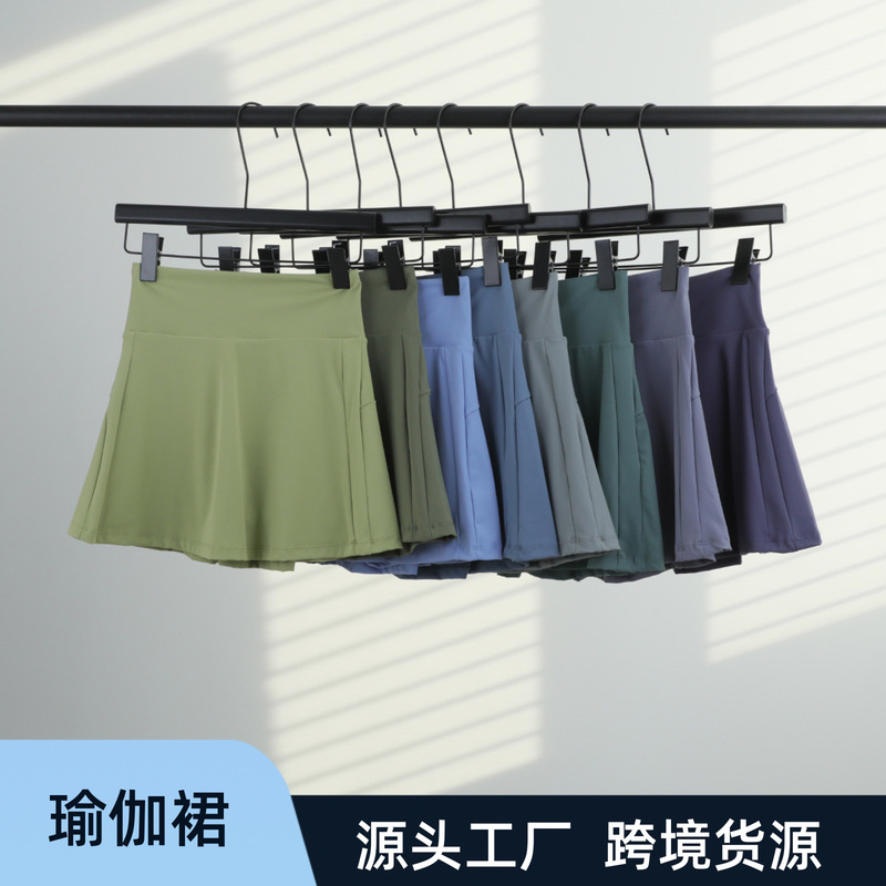 Lulu Original Summer Sports Tennis Skirt Women's Fitness Short Skirt Two-In-One Yoga Wear Quick-Dry Pleated Skirt Shorts