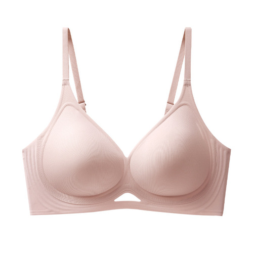 Orange inner banana concave bra for women summer new style front triangle hollow breathable no steel ring push-up thin cup no restraint bra